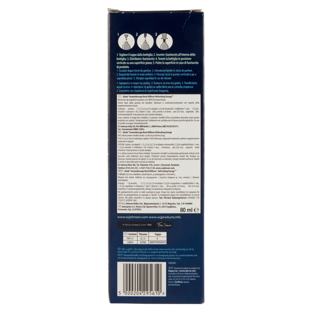 Glade Aromatherapy Diffusore a bastoncini Refreshing Energy 80ml
